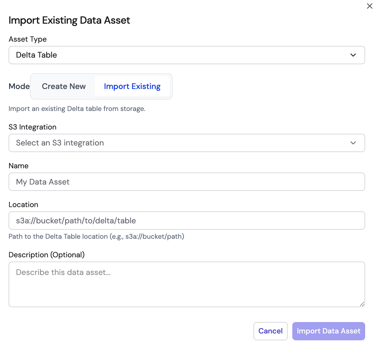 Create Delta Table - Import