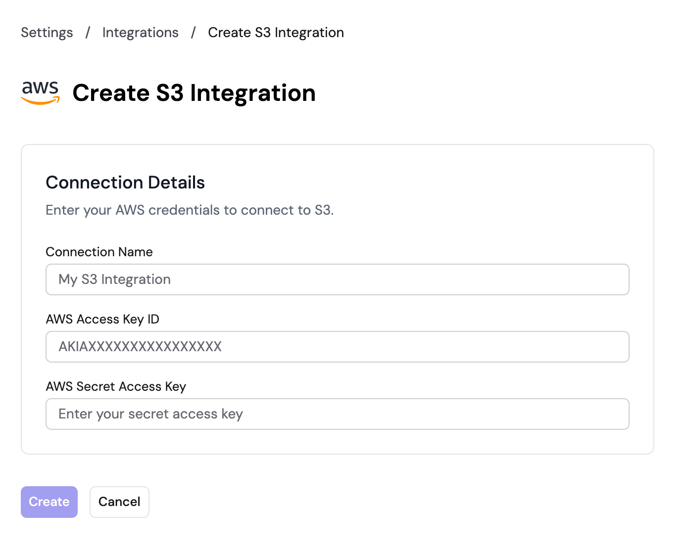 Create S3 Integration
