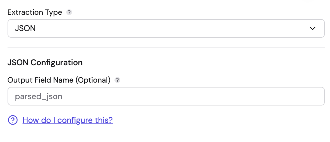 JSON Extraction Type