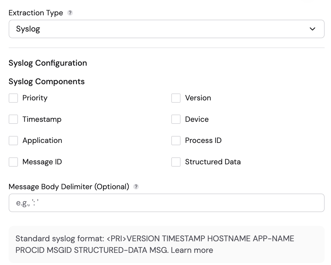 Syslog Extraction Type