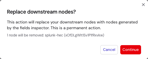 Replace downstream nodes dialog