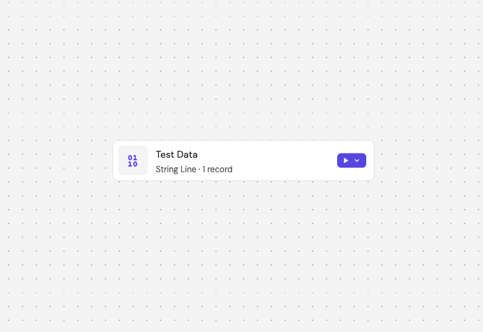 Test Data node on canvas