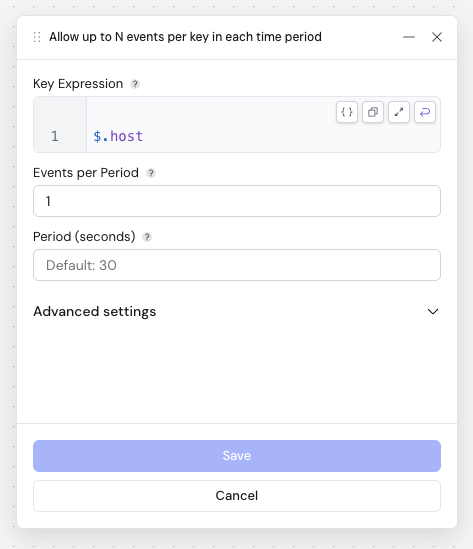Throttle node configuration